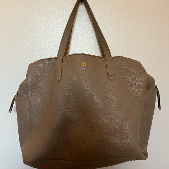 Cuyana Bags Cuyana Leather Triple Zipper Weekender In Stone Poshmark